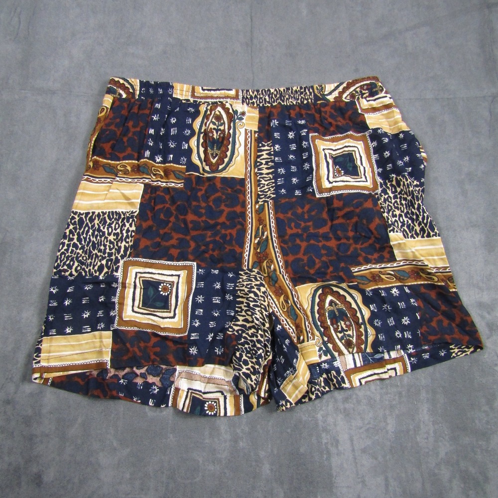 Bobbie Brooks Plus Shorts Women 1X Multicolor Patchwork Paisley Leopard Rayon